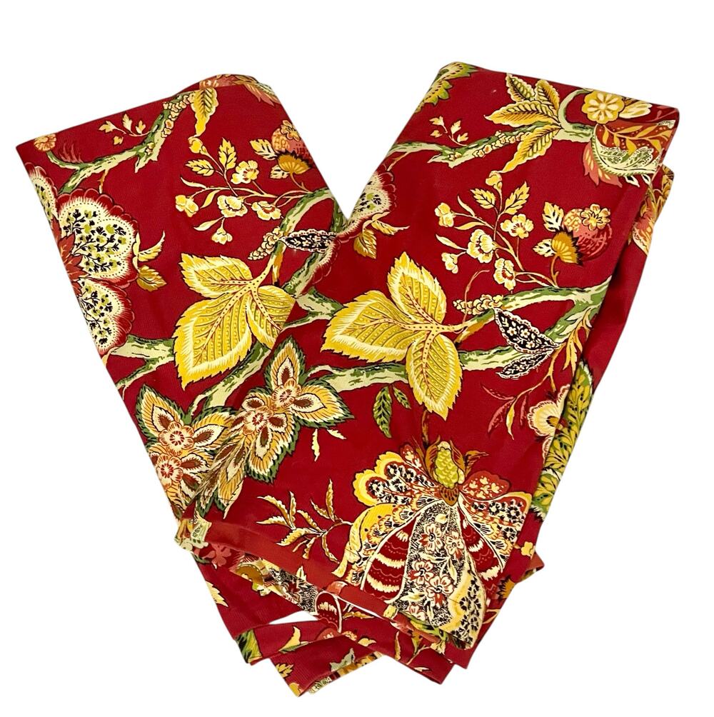 Bay Linens Dianne Morris MURANO Curtain Panel Set of 2 Floral Red Yellow 48 x 84